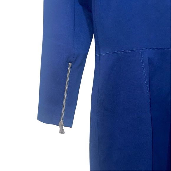J.Crew Midnightl Blue Pencil Structured Knit Zipper Detail Scuba Mini Dress Sz 6 - Picture 6 of 15